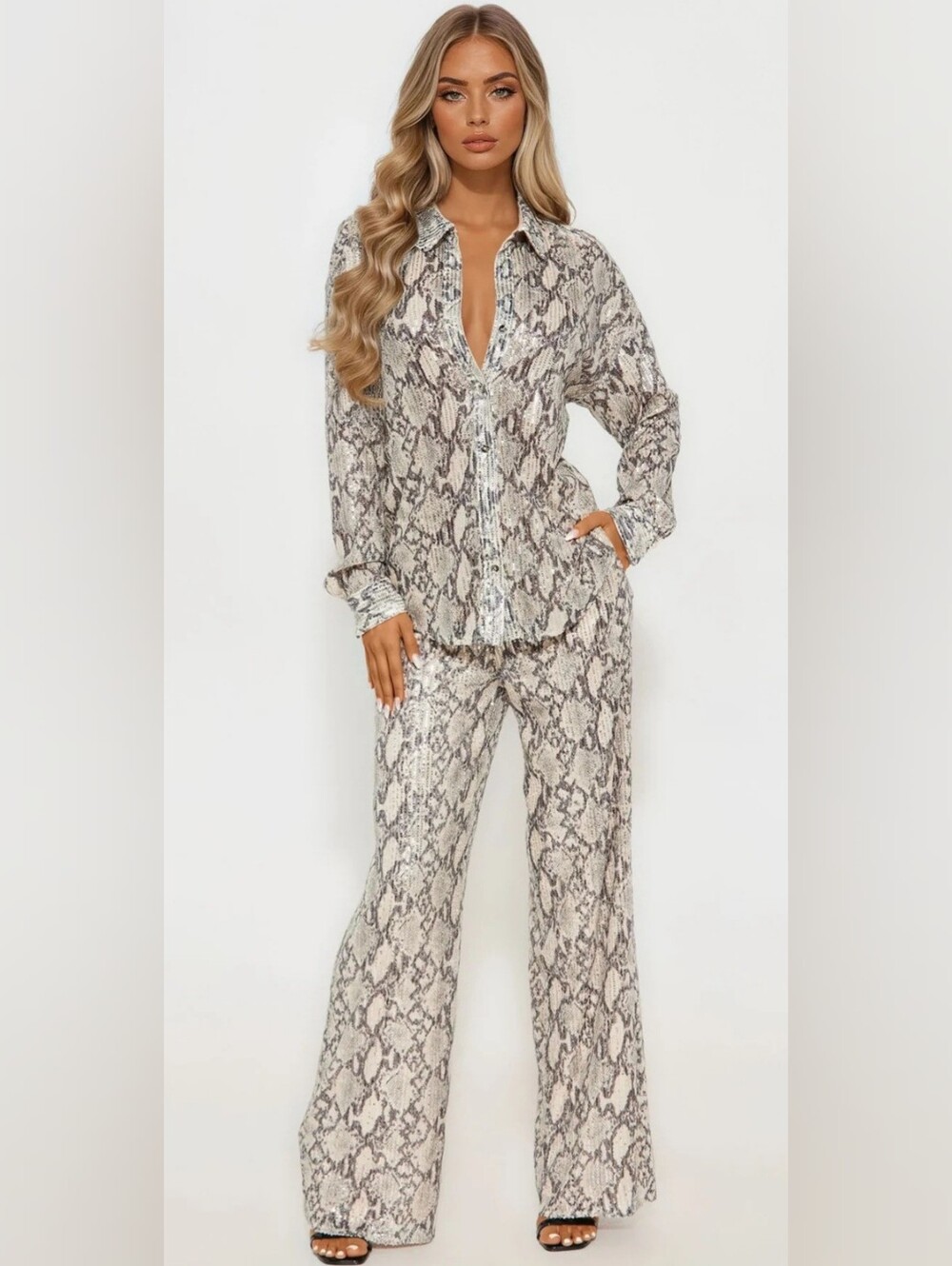 Fashion Nova Snakebite Sequin Pant Set